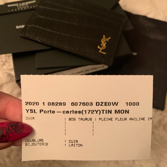 NIB SAINT LAURENT CARD HOLDER CROC EMBOSSED - Picture 6 of 6